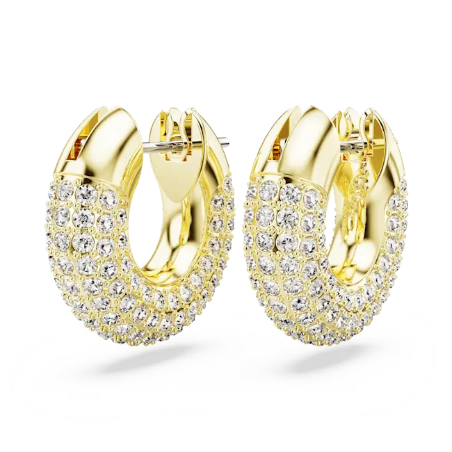 Swarovski Dextera Hoop Earrings Small White Gold-Tone Plated