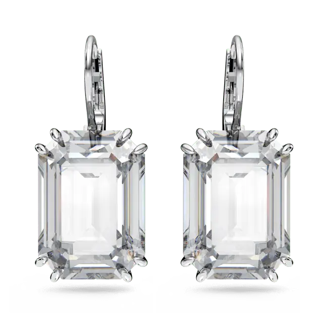 Swarovski Millenia Drop Earrings Octagon Cut White Rhodium Plated