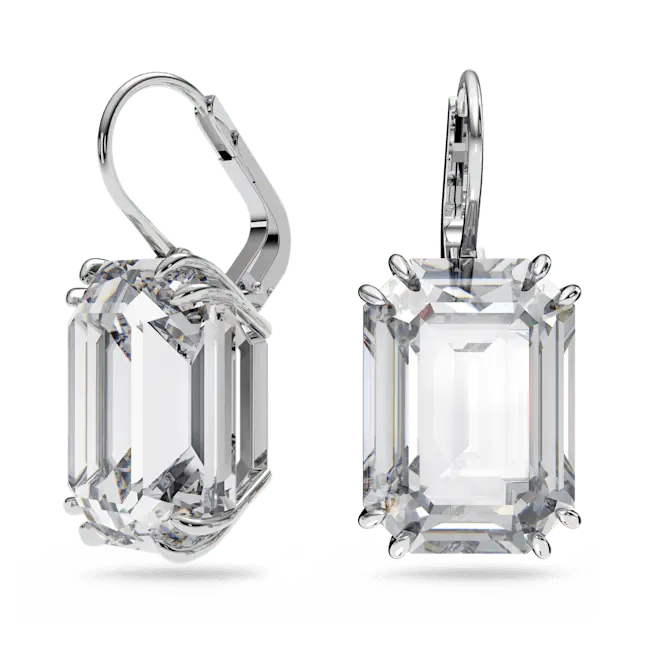 Swarovski Millenia Drop Earrings Octagon Cut White Rhodium Plated