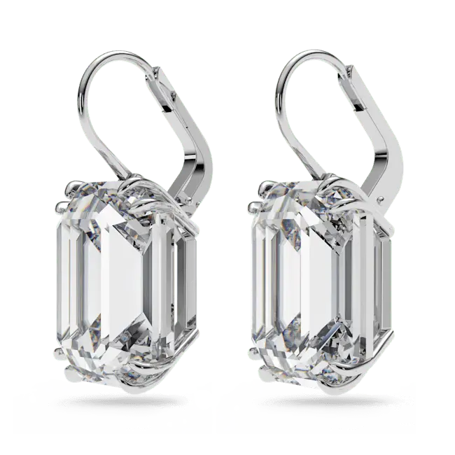 Swarovski Millenia Drop Earrings Octagon Cut White Rhodium Plated