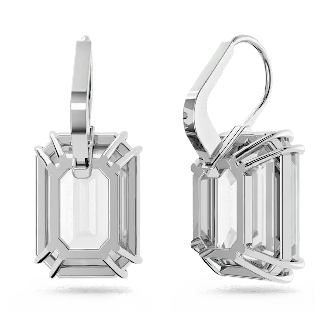 Swarovski Millenia Drop Earrings Octagon Cut White Rhodium Plated