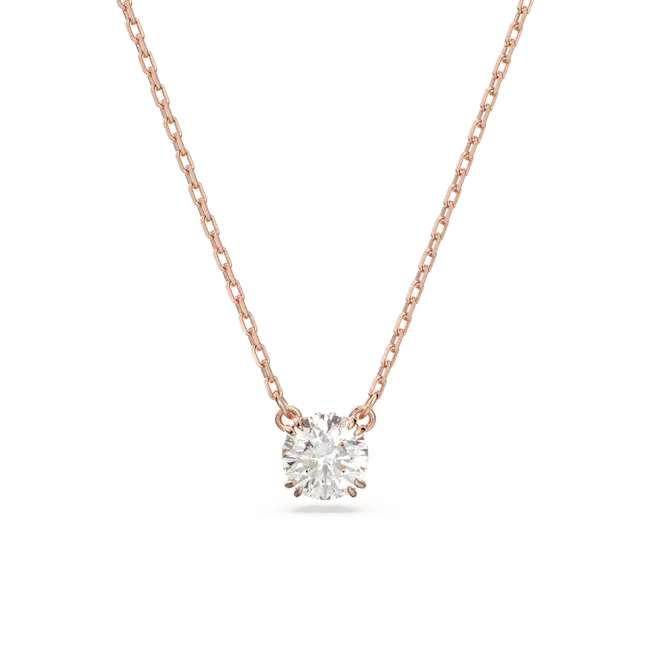 Swarovski Stilla Pendant Round Cut White Rose Gold-Tone Plated