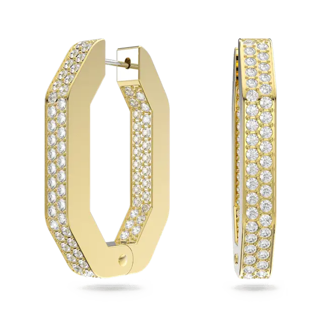 Swarovski Dextera Hoop Earrings Octagon Medium White Gold-Tone Plated