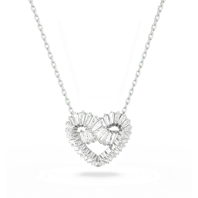 Swarovski Matrix Pendant Mixed Cuts Heart White Rhodium Plated