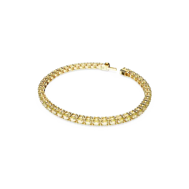 Swarovski Matrix Tennis Bracelet Round Cut Yellow Gold-Tone Plated