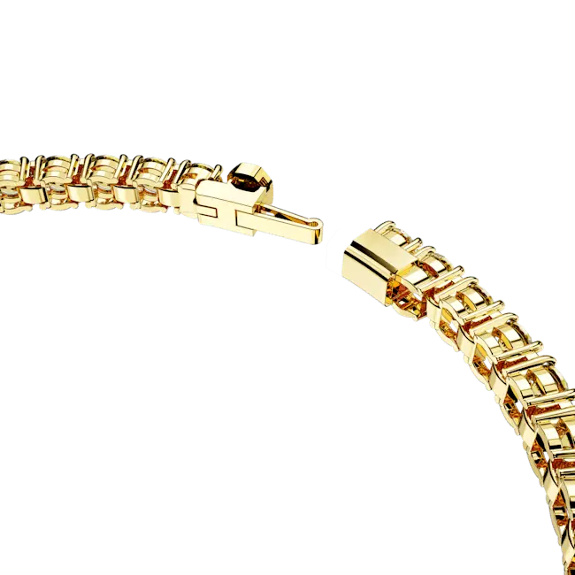 Swarovski Matrix Tennis Bracelet Round Cut Yellow Gold-Tone Plated