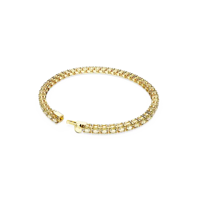 Swarovski Matrix Tennis Bracelet Round Cut Yellow Gold-Tone Plated