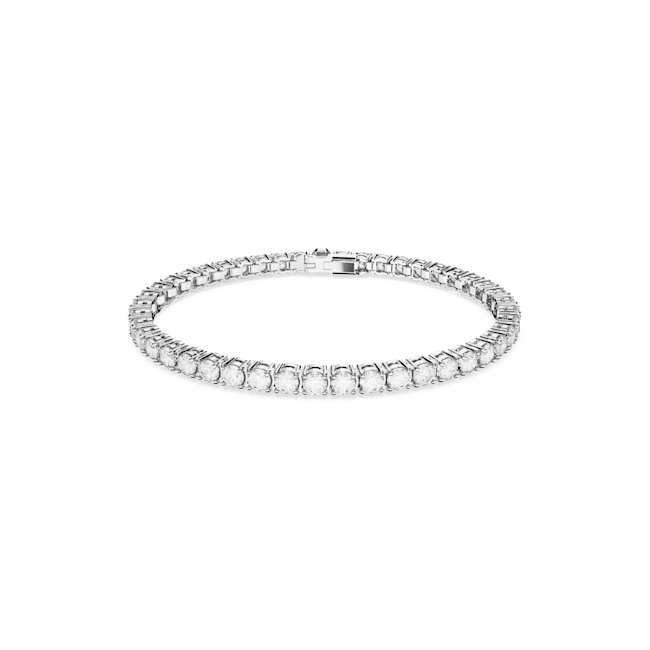 Swarovski Matrix Tennis Bracelet Round Cut White Rhodium Plated