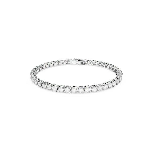 Swarovski Matrix Tennis Bracelet Round Cut White Rhodium Plated