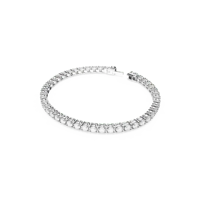 Swarovski Matrix Tennis Bracelet Round Cut White Rhodium Plated