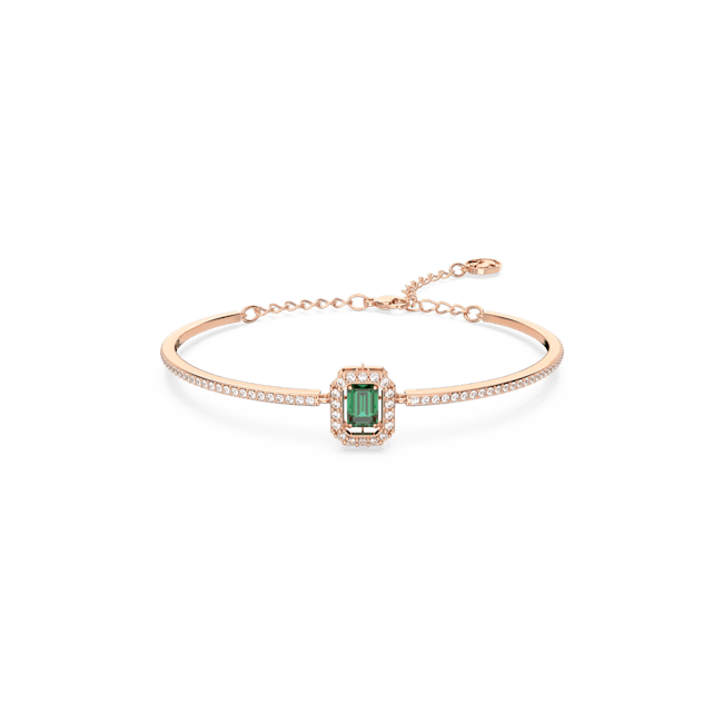 Swarovski Una Bangle Octagon Cut Pave Green Rose Gold-Tone Plated