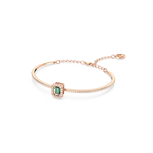 Swarovski Una Bangle Octagon Cut Pave Green Rose Gold-Tone Plated