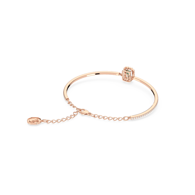 Swarovski Una Bangle Octagon Cut Pave Green Rose Gold-Tone Plated