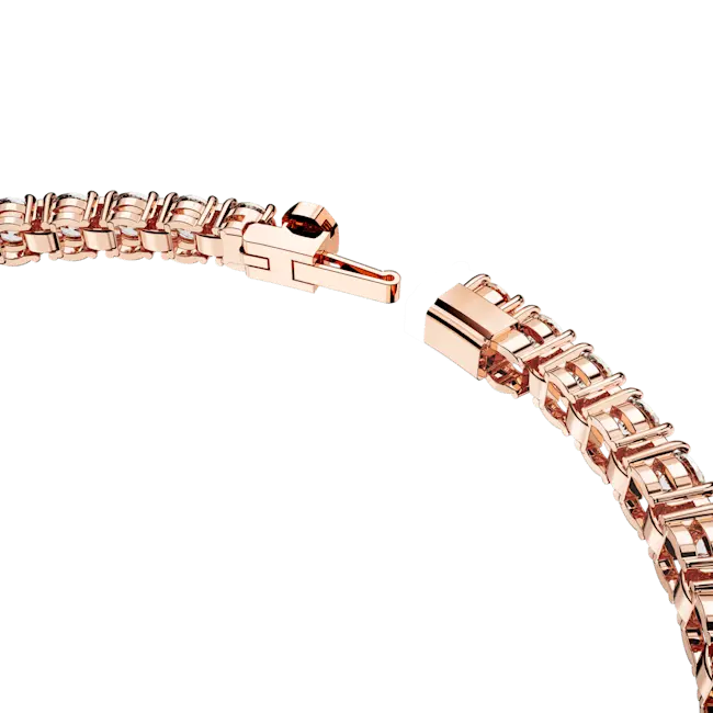 Swarovski Matrix Tennis Bracelet Round Cut White Rose Gold-Tone Plated