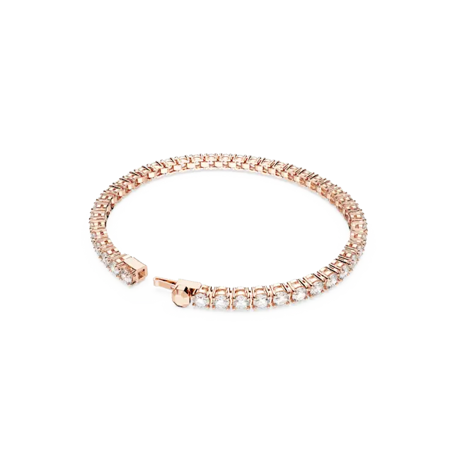 Swarovski Matrix Tennis Bracelet Round Cut White Rose Gold-Tone Plated