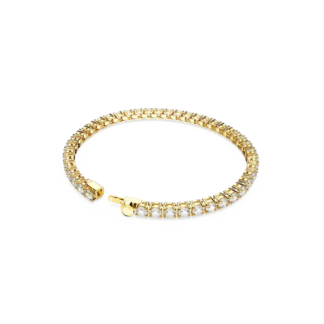 Swarovski Matrix Tennis Bracelet Round Cut White Gold-Tone Plated