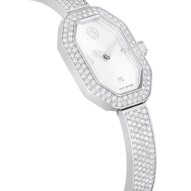 Swarovski Dextera Bangle Watch Swiss Made Metal Bracelet Silver Tone