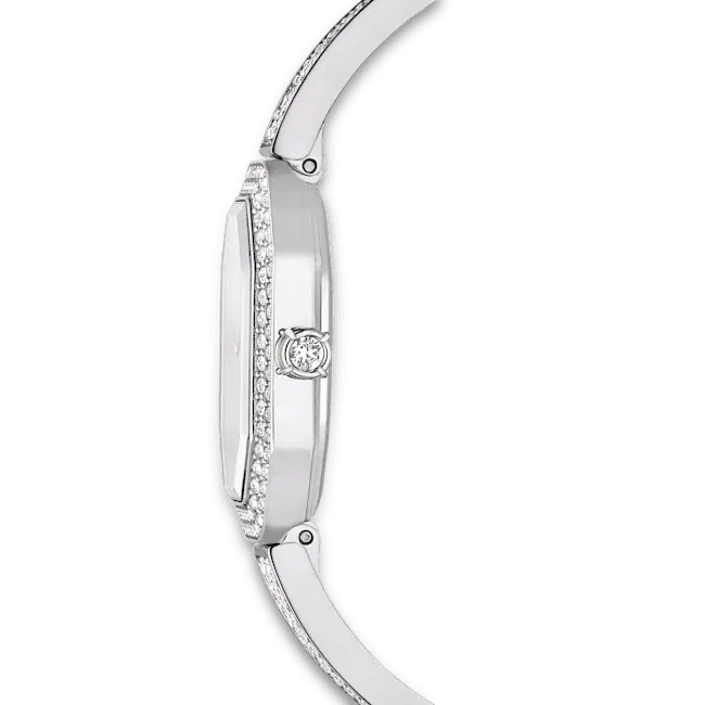 Swarovski Dextera Bangle Watch Swiss Made Metal Bracelet Silver Tone