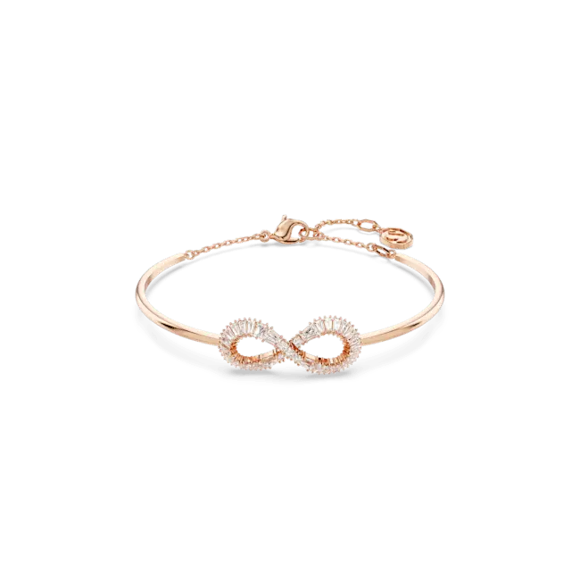 Swarovski Hyperbola Bangle Infinity White Rose Gold-Tone Plated