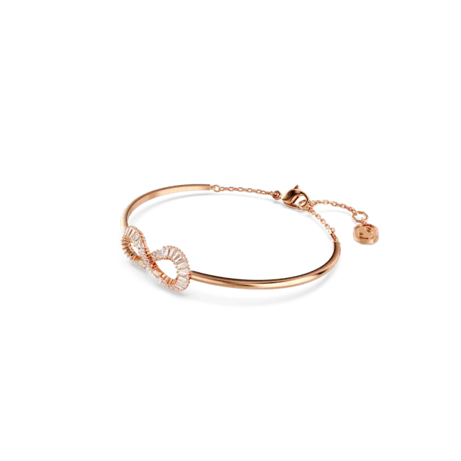 Swarovski Hyperbola Bangle Infinity White Rose Gold-Tone Plated