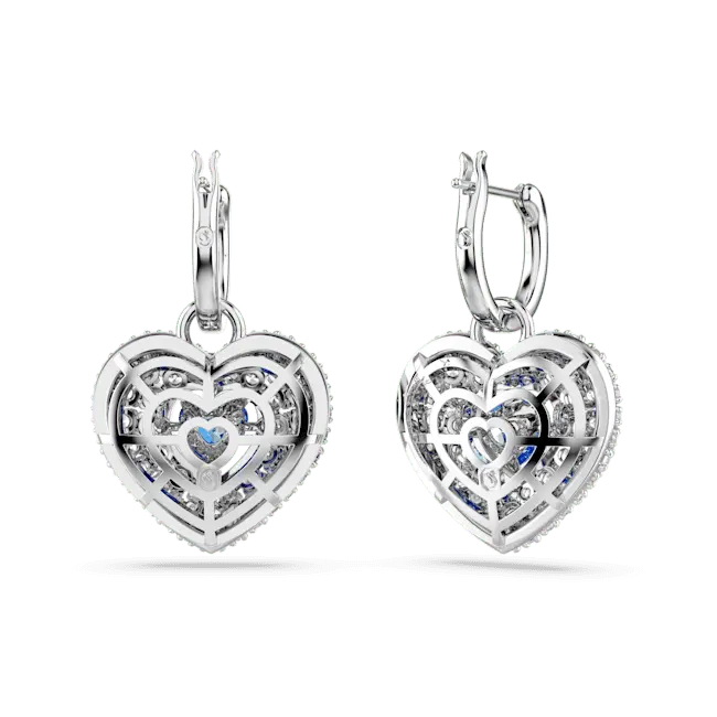 Swarovski Idyllia Drop Earrings Heart Blue Rhodium Plated