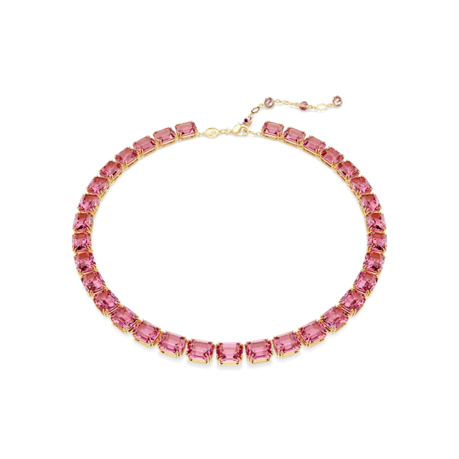 Swarovski Millenia Tennis Necklace Octagon Cut Pink Gold-Tone Plated