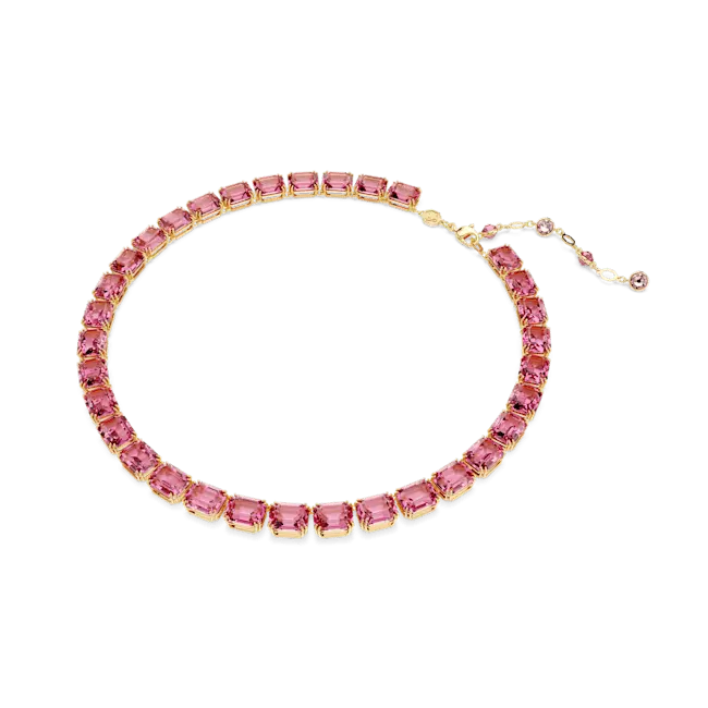 Swarovski Millenia Tennis Necklace Octagon Cut Pink Gold-Tone Plated