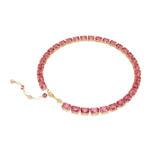 Swarovski Millenia Tennis Necklace Octagon Cut Pink Gold-Tone Plated