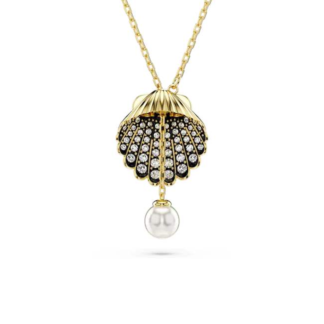 Swarovski Idyllia Y Pendant Crystal Pearl Shell Gold-Tone Plated