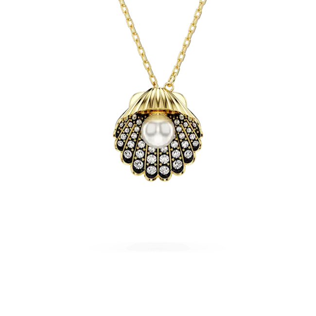 Swarovski Idyllia Y Pendant Crystal Pearl Shell Gold-Tone Plated