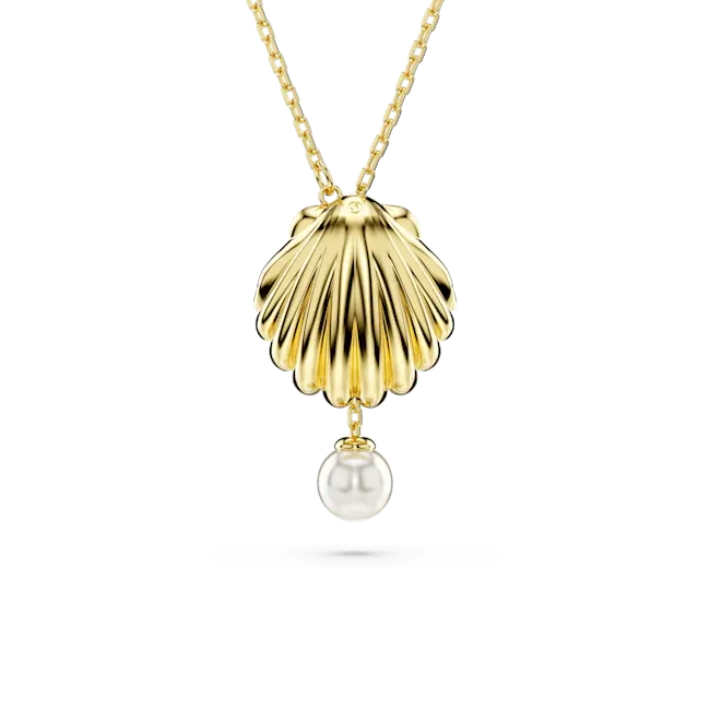 Swarovski Idyllia Y Pendant Crystal Pearl Shell Gold-Tone Plated