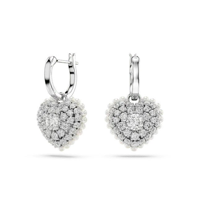 Swarovski Hyperbola Drop Earrings Heart White Rhodium Plated