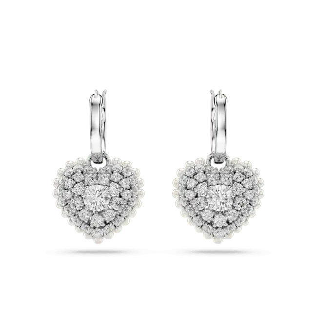 Swarovski Hyperbola Drop Earrings Heart White Rhodium Plated