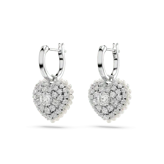 Swarovski Hyperbola Drop Earrings Heart White Rhodium Plated