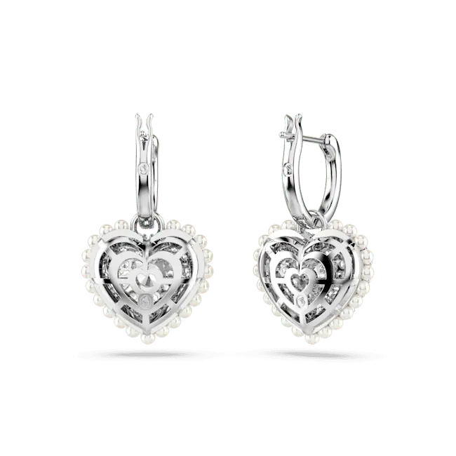 Swarovski Hyperbola Drop Earrings Heart White Rhodium Plated