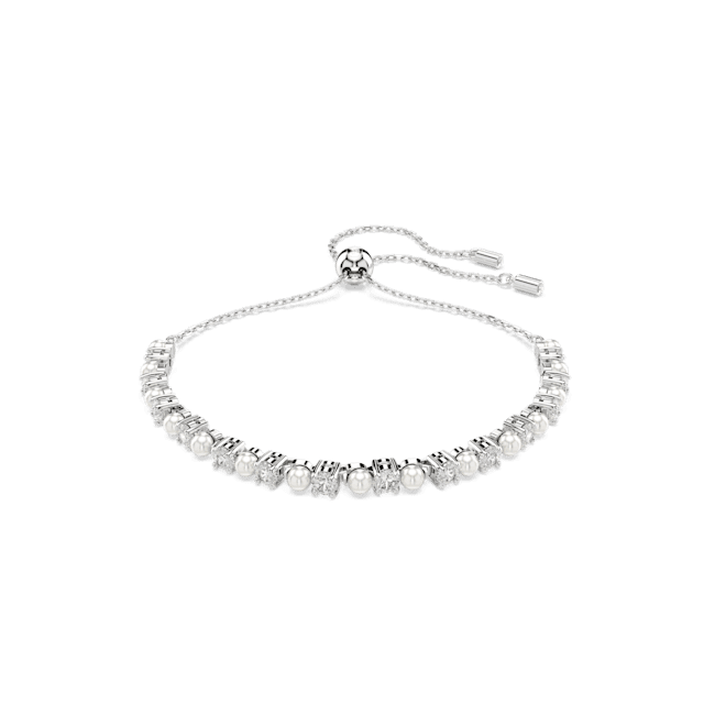 Swarovski Matrix Bracelet Crystal Pearl Round Cut White Rhodium Plated