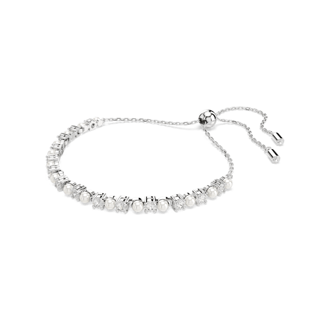 Swarovski Matrix Bracelet Crystal Pearl Round Cut White Rhodium Plated