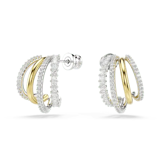 Swarovski Hyperbola Hoop Earrings Mixed Cut White Mixed Metal Finish