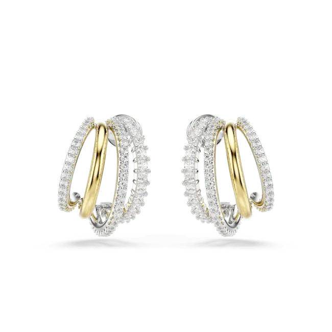 Swarovski Hyperbola Hoop Earrings Mixed Cut White Mixed Metal Finish