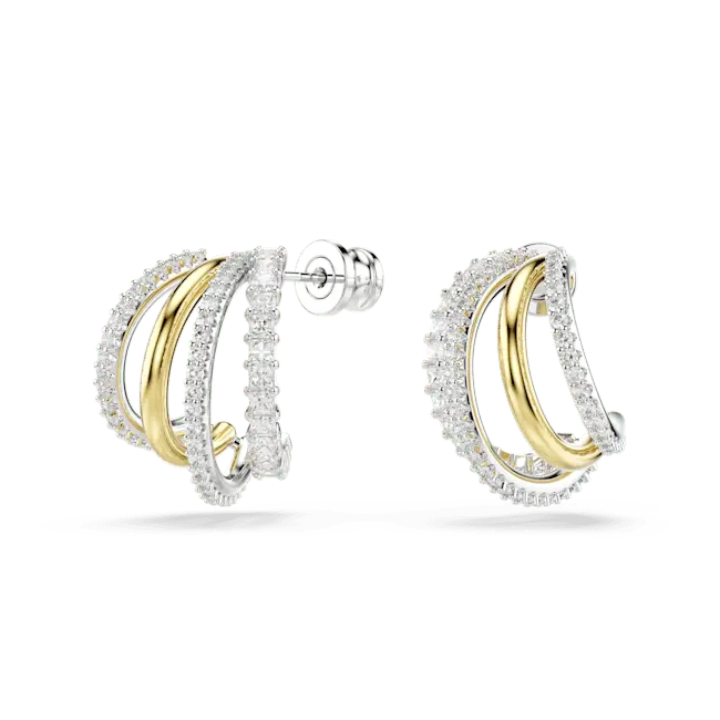 Swarovski Hyperbola Hoop Earrings Mixed Cut White Mixed Metal Finish