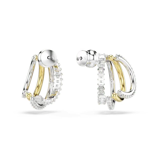 Swarovski Hyperbola Hoop Earrings Mixed Cut White Mixed Metal Finish