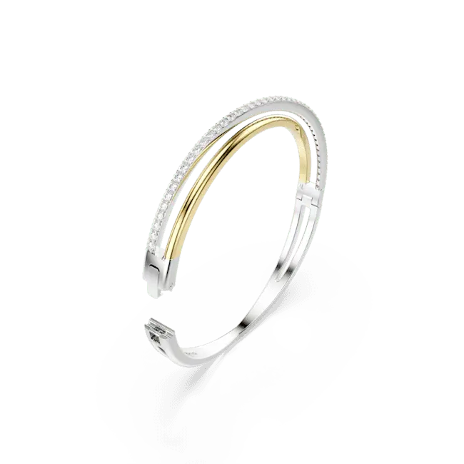 Swarovski Hyperbola Bangle White Mixed Metal Finish