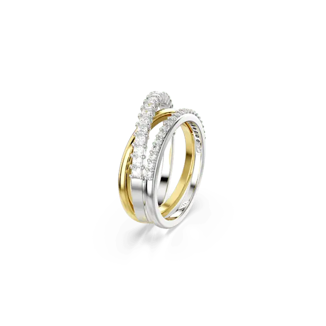 Swarovski Hyperbola Ring Mixed Cuts White Mixed Metal Finish