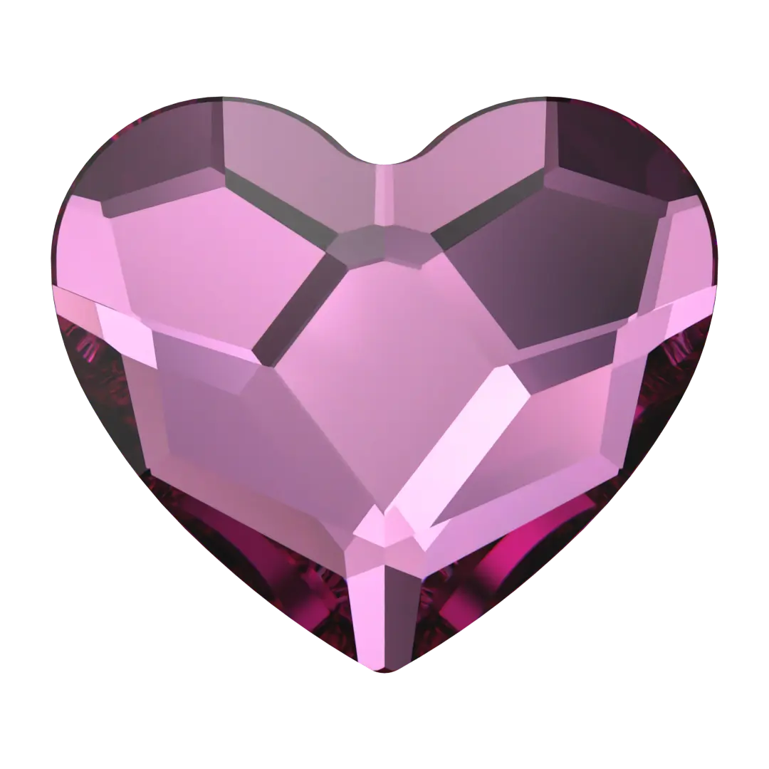 Serinity Hotfix Flat Back Crystals Heart (2808) Dark Rose