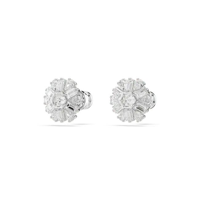 Swarovski Idyllia Stud Earrings Mixed Cuts Snowflake White Rhodium Plated