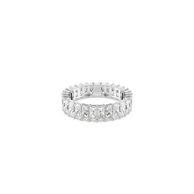 Swarovski Matrix Ring Baguette Cut White Rhodium Plated