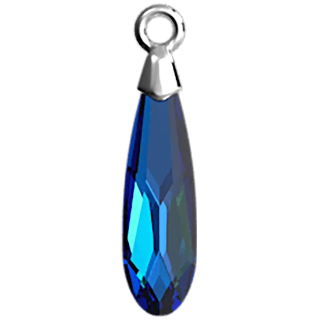 Swarovski Pendants Raindrop Rhodium Cap (6533) Crystal Bermuda Blue