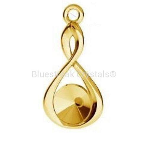 Gold Plated (24k) Infinity Pendant Setting for Rivoli Chatons SS29-Findings For Jewellery-20mm - Pack of 1-Bluestreak Crystals