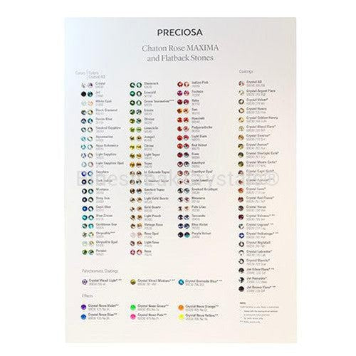 Preciosa Maxima Crystals and Viva Rhinestones Color Chart