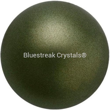 Preciosa Pearls Button (Half Drilled) Dark Green-Preciosa Pearls-6mm - Pack of 10-Bluestreak Crystals